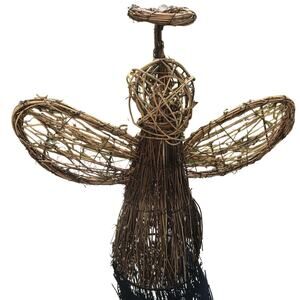 Straw Stick Angel Christmas Center Piece 17" tall Cottage Core